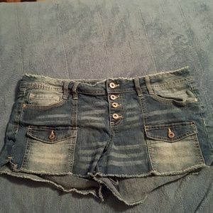 Button up jean shorts
